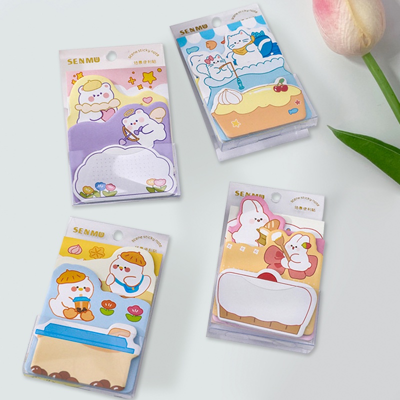 Set 80 giấy ghi chú mini họa tiết hoạt hình dễ thương cho học sinh