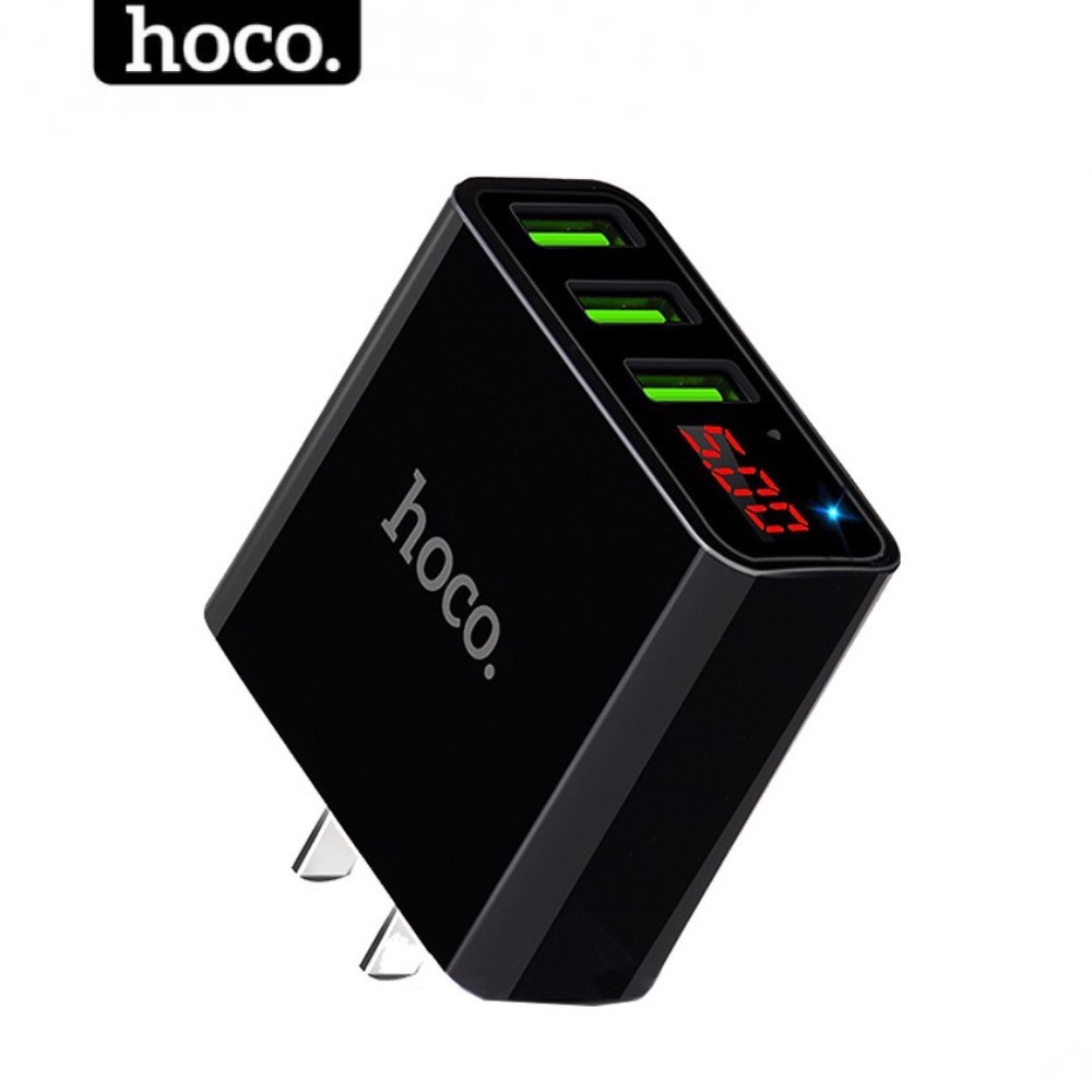 Củ sạc 3 cổng HOCO hiển thị dòng điện - Bộ cục kèm dây cho andoird và ios