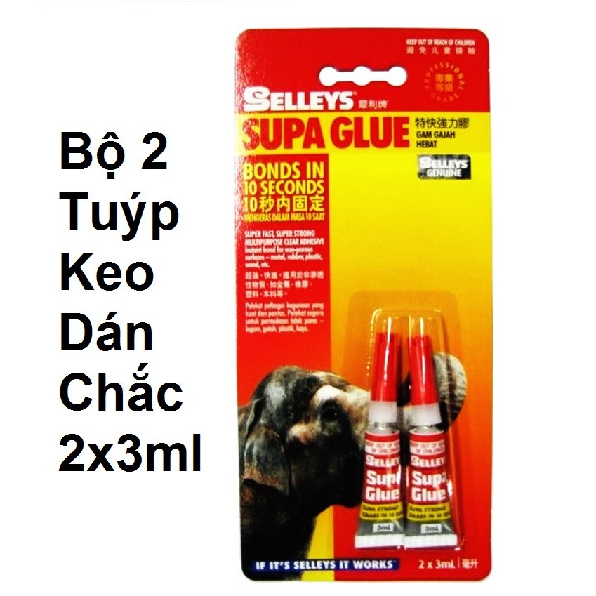 Bộ 2 Tuýp Keo Dán Đa Năng Selleys Supa Glue (3ml / Tuýp)