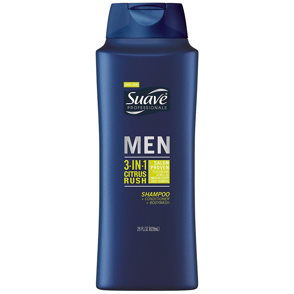 Dầu Tắm, Gội, Xả Suave Men 3 In 1 828ml