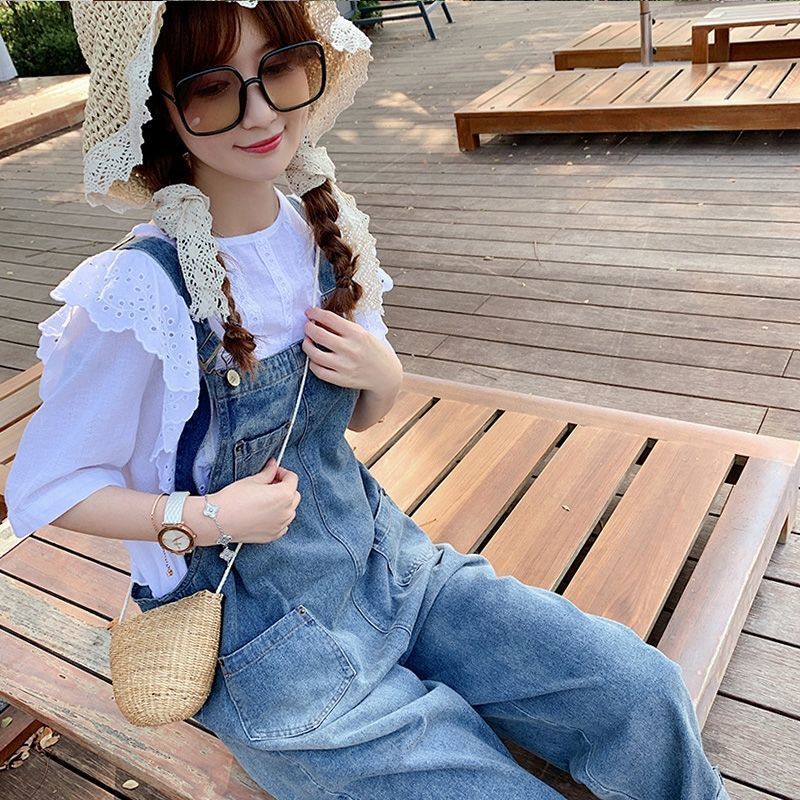 [Mã FADIRECT20 giảm 20K đơn 150K] Quần Yếm Jean Ống Rộng Phong Cách Hàn Quốc Trẻ Trung Dành Cho Nữ Size S-5Xl | BigBuy360 - bigbuy360.vn