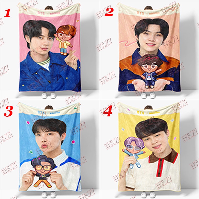 Bts x cookie run: Chăn flannel Một Mặt 4 Kích Thước rm & jin & Supa & Joseph & jin & v & Junkook Điều Hòa Không Khí Dành Cho Trẻ Em