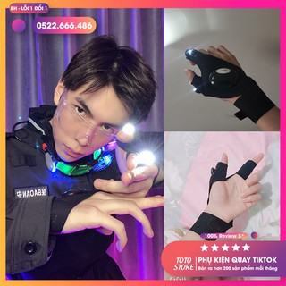 Găng tay đèn Led hở ngón quay Tiktok - Găng tay unisex dạng quấn có gắn đèn tiện lợi sử dụng vào ban đêm