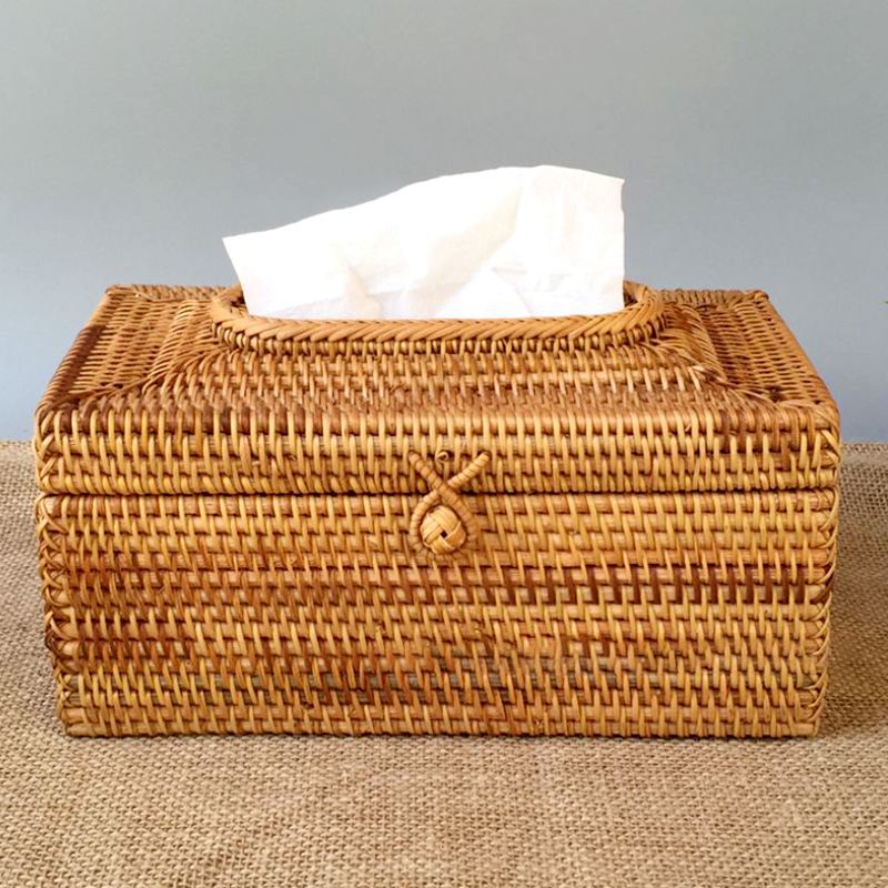 Paper Rack Rattan Tissue Box Elegant Home Decoration Handmade Case
