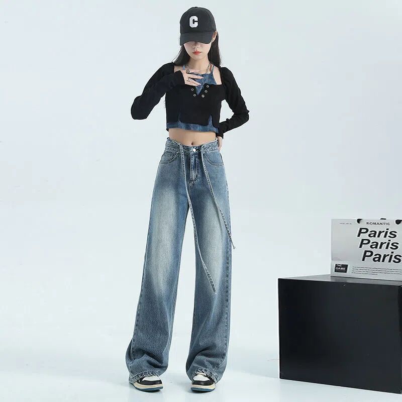 Quần Jeans Nữ Dài Ống Rộng Thời Trang Cá Tính