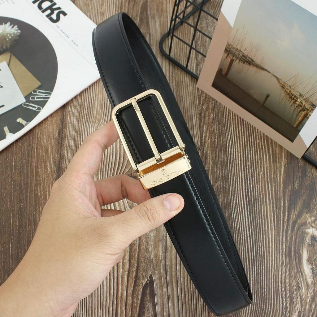Thắt lưng nam dây da thật LouisVuiton mặt vuông khoá vàng thông minh - Bảo hành 2 năm