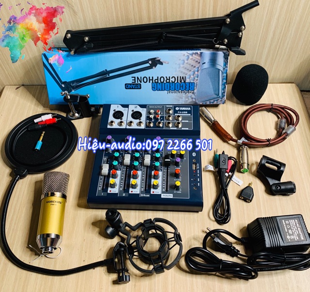 TRỌN BỘ-MICRO PM10/ MIXED F4 BÀN TRỘN THU ÂM KARAOKE CHUYÊN NGHIỆP