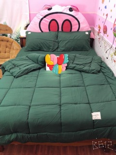 Bộ Drap & Chăn Phao Cotton Tici 5 Món Phối Màu