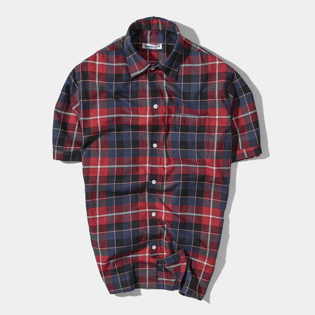 Áo sơ mi Flannel nam Double'D tay ngắn form Regular họa tiết kẻ caro SCN
