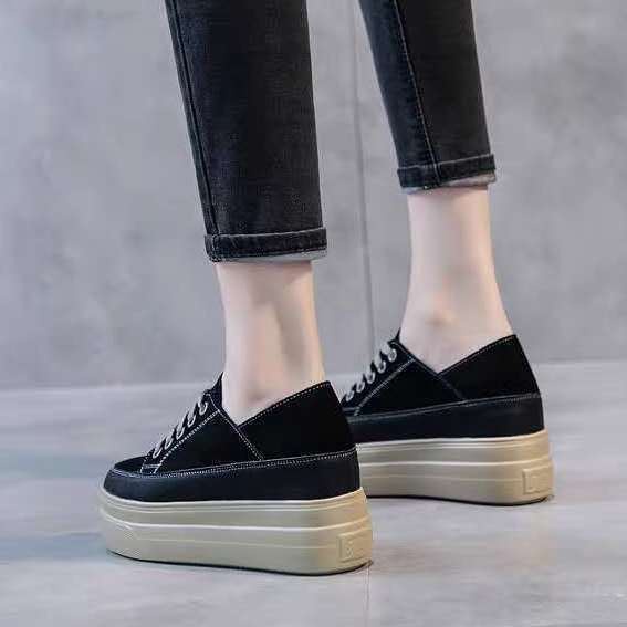 Giày Da Đế Dày Tăng Chiều Cao Phong Cách Retro Hàn Quốc Cho Nữ