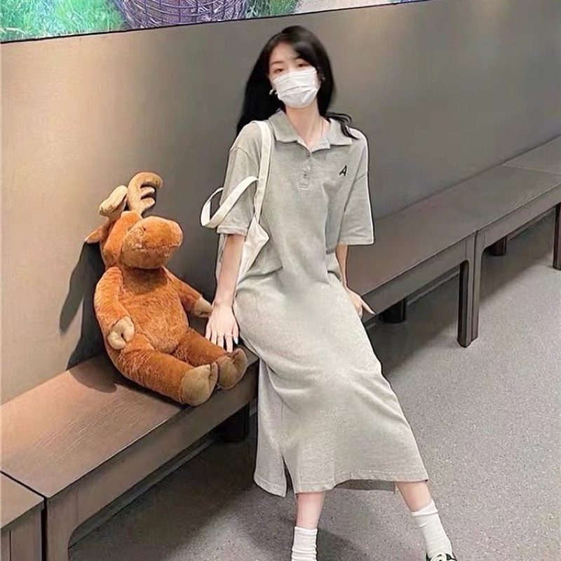Váy polo dáng suông dáng xoè dài chất đẹp ulzzang Hàn Quốc