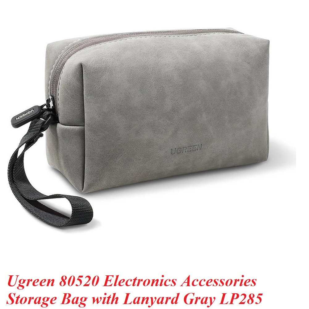 Ugreen 80520 23x13.6x7.7cm Túi đựng phụ kiện điện tử có dây buộc màu xám LP285