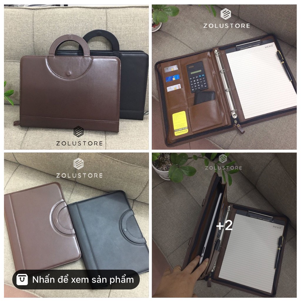 Cặp đa năng da bò 100% đựng tài liệu hồ Sơ Ipad giấy A4 đa năng nhiều ngăn