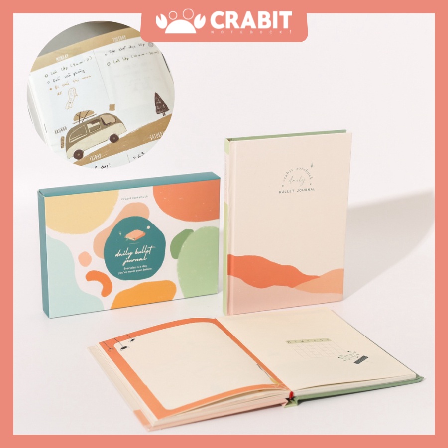 Sổ Crabit Playful Daily Bullet Journal - Sổ in sẵn layout Bullet Journal 12 tháng, in màu