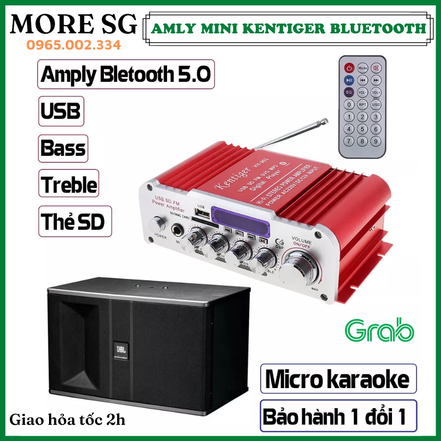 Amly Mini Karaoke KAW Kentiger HY 803 Có Bluetooth 12V-220V, Âm Ly Chơi Nhạc Âm Thanh Cực Đỉnh