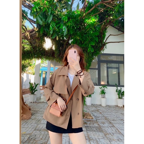 Áo khoác cổ vest 4 khuy phong cách hàn quốc