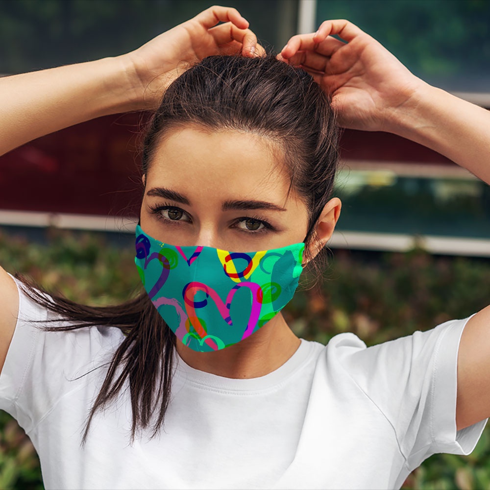khẩu trang vải eco mask HEARTS_1404 CARTWELL chất liệu vải mềm 2 lớp, phòng dịch bệnh, lọc không khí