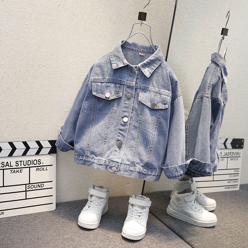 Áo Khoác Cao Bồi Đính Hạt Phong Cách Hàn Quốc Đơn Giản Cá Tính Mùa Xuân Thu Dành Cho Bé Gái