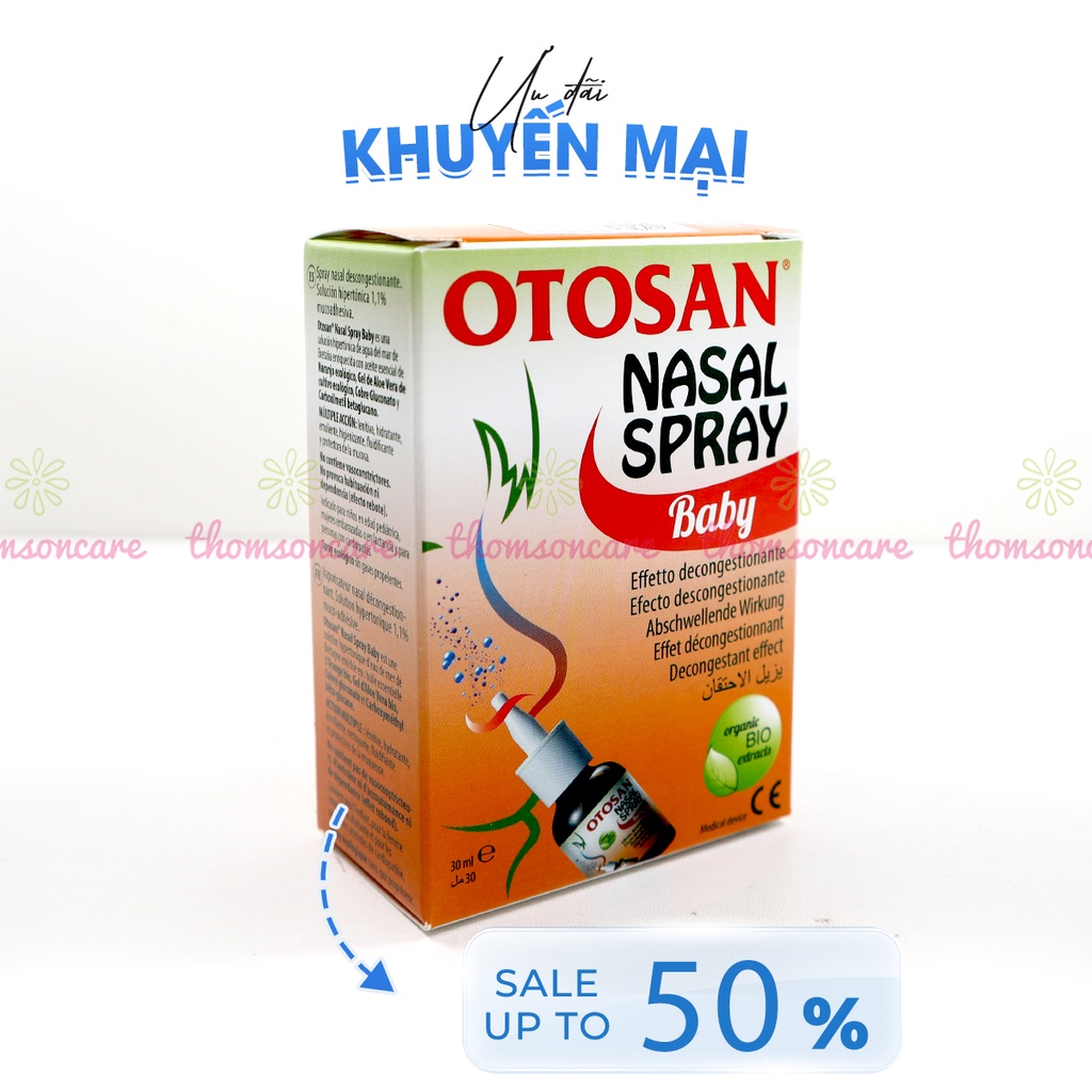 Xịt mũi Otosan - Từ Lô hội Keo ong giúp giảm mũi dị ứng, xoang, làm sạch khoang mũi thông mũi cho bé - Lọ 30ml