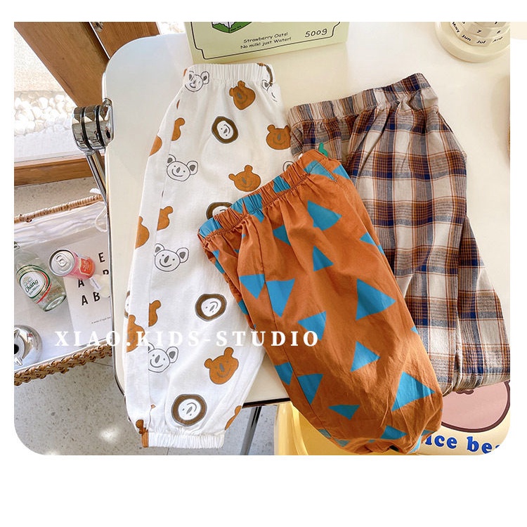 [Babycat] Hàng Có Sẵn Quần Ngủ Cotton Tinh Khiết Mỏng Đi Biển Chống Muỗi Phong Cách Nhật Hàn Thời Trang Mùa Hè Giản Dị Dành Cho Bé Trai