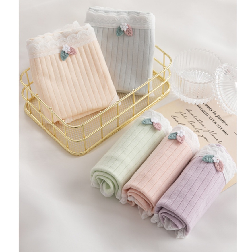 Quần Lót Nữ Cotton Combo 5 Chip kháng khuẩn thoáng mát đính nơ xinh tôn vòng 3 gợi cảm