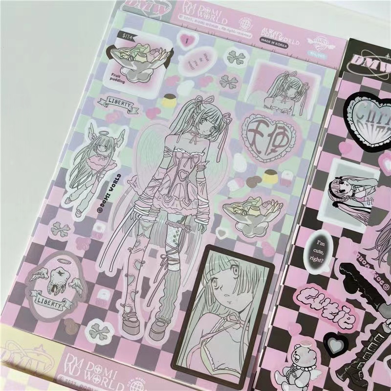 Peach 1Pcs Korean Ins Domi Flat for character stickers Journal Scrapbook Decor Sticker