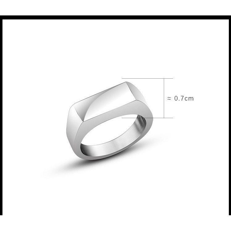 Nhẫn titan mặt chữ nhật phẳng 7mm màu trắng không gỉ
