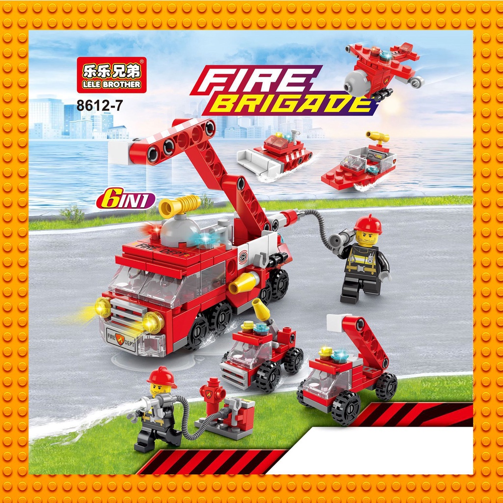 Bộ Non Lego lắp ráp xếp hình xe cứu hỏa bằng nhựa an toàn 142 chi tiếtGenius Toys shop