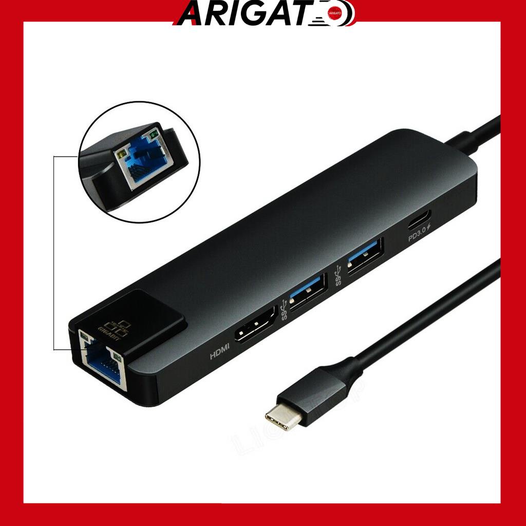 Thiết Bị Cắm Đa Cổng USB Type-C 5 Trong 1 Chuyển Đổi Sang HDMI 4K USB 3.0 PB Gigabit Ethernet Rj45 Lan