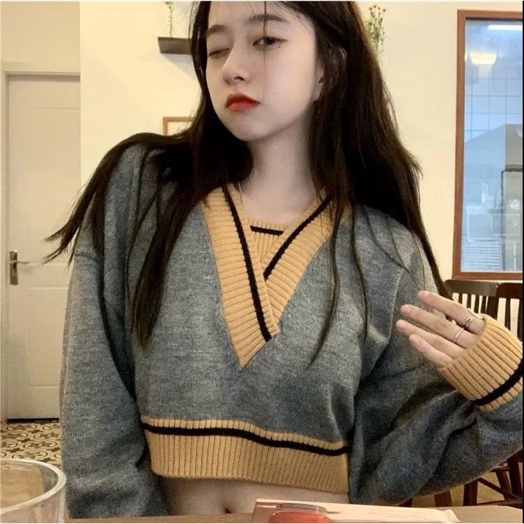 Áo sweater ZHELIHANGFEI dệt kim tay dài eo cao thiết kế quyến rũ trẻ trung cho bạn gái tùy chọn màu sắc