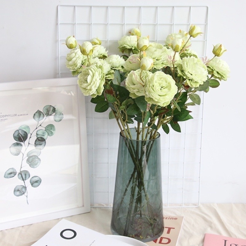 Bó Hoa Hồng Lụa 3 Đầu Trang Trí Nhà Cửa