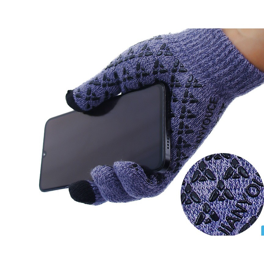 Găng tay len chất liệu dày dặn ấm áp, có 6 đầu ngón cảm ứng dùng điện thoại được, phù hợp cho cả nam nữ, freesize