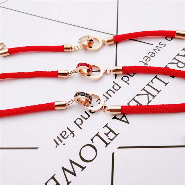 Vòng Tay Dây Đôi Bằng Thép Titan Mạ Vàng 18K Phong Cách Âu Mỹ Sang Trọng Cho Nữ