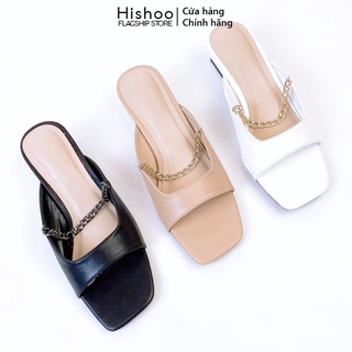 Giày Nữ Cao Gót 4cm Thời Trang Hishoo Quai Ngang Đế Vuông Cao Cấp S047