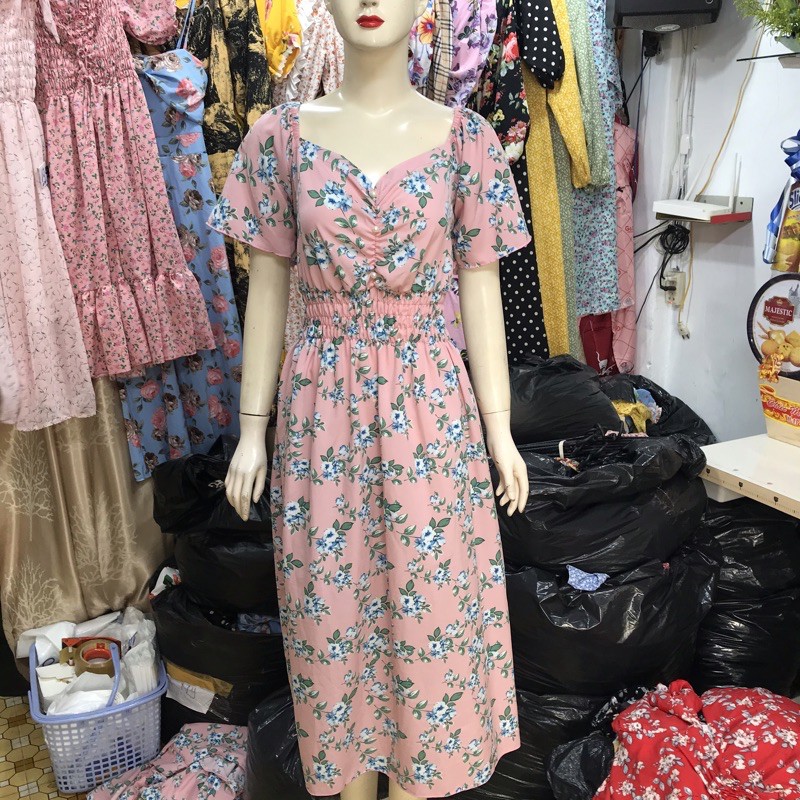Váy thiết kế maxi lụa mát mềm mượt không nhăn không rút freesize từ 40kg tới 60kg - Xưởng may maxi Ái Nhi