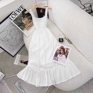 ĐẦM MAXI TRẮNG 2S NƠ LƯNG ĐUÔI CÁ