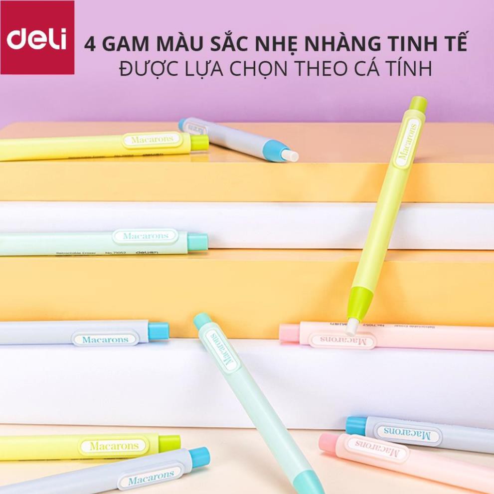 Tẩy chì dạng bút bấm Deli nhiều màu Hồng/ Xanh dương/ Xanh ngọc/ Vàng chanh - 71052 [Deli]