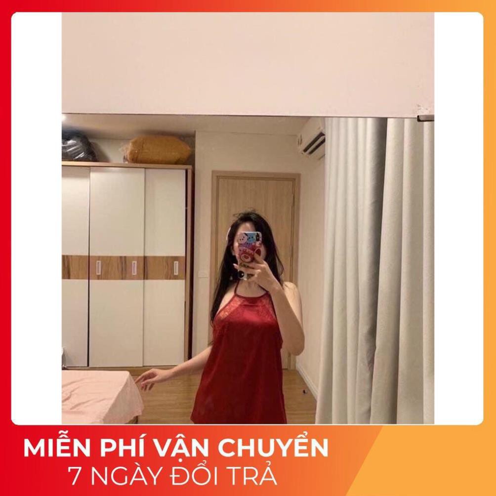 Đồ Ngủ Sexy, Bộ Yếm Phối Ren Chất Satin Mềm Mịn Siêu Mát Dưới 70Kg | BigBuy360 - bigbuy360.vn