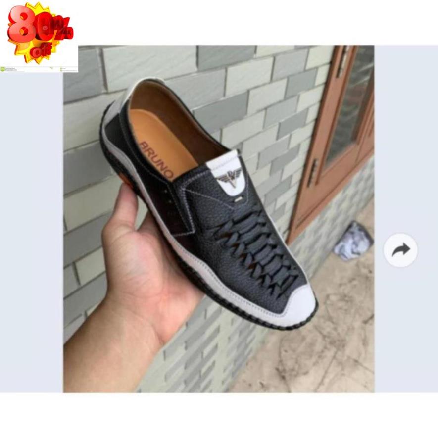 Giày lười nam da bò đan mặt lưới 2 màu nâu và đen BH 12 tháng AL6 " ' ‣ ' ³ : > ! . ! $ !
