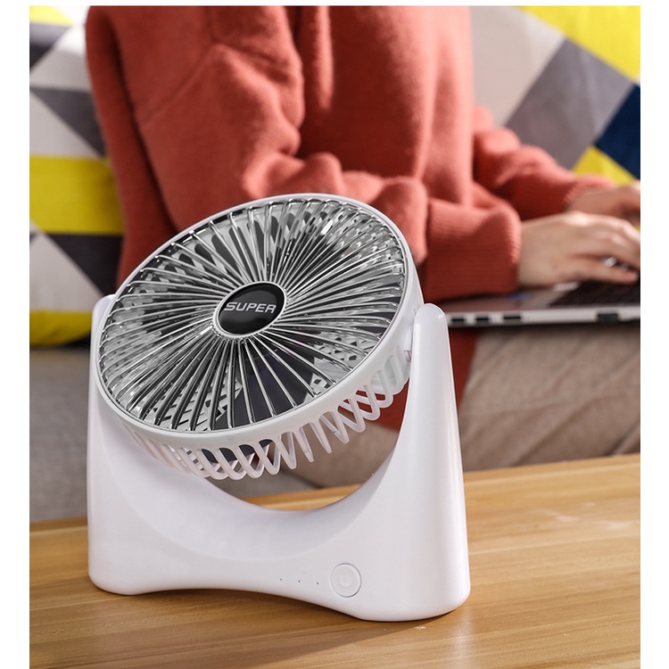 [Giá tốt]Quạt để bàn mini sạc tích điện Super Fan, 3 chế độ mát, để bàn làm việc, ô tô... tiện dụng nhỏ gọn