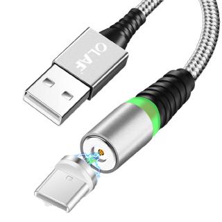 Olaf 3a micro usb type-c 360° magnetic nylon weave fast charging data cable for xiaomi mi9 huawei