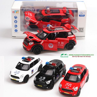 Xe Mini Cooper mô hình, xe cảnh sát, xe cứu hỏa bằng kim loại - Tỷ lệ 1:32