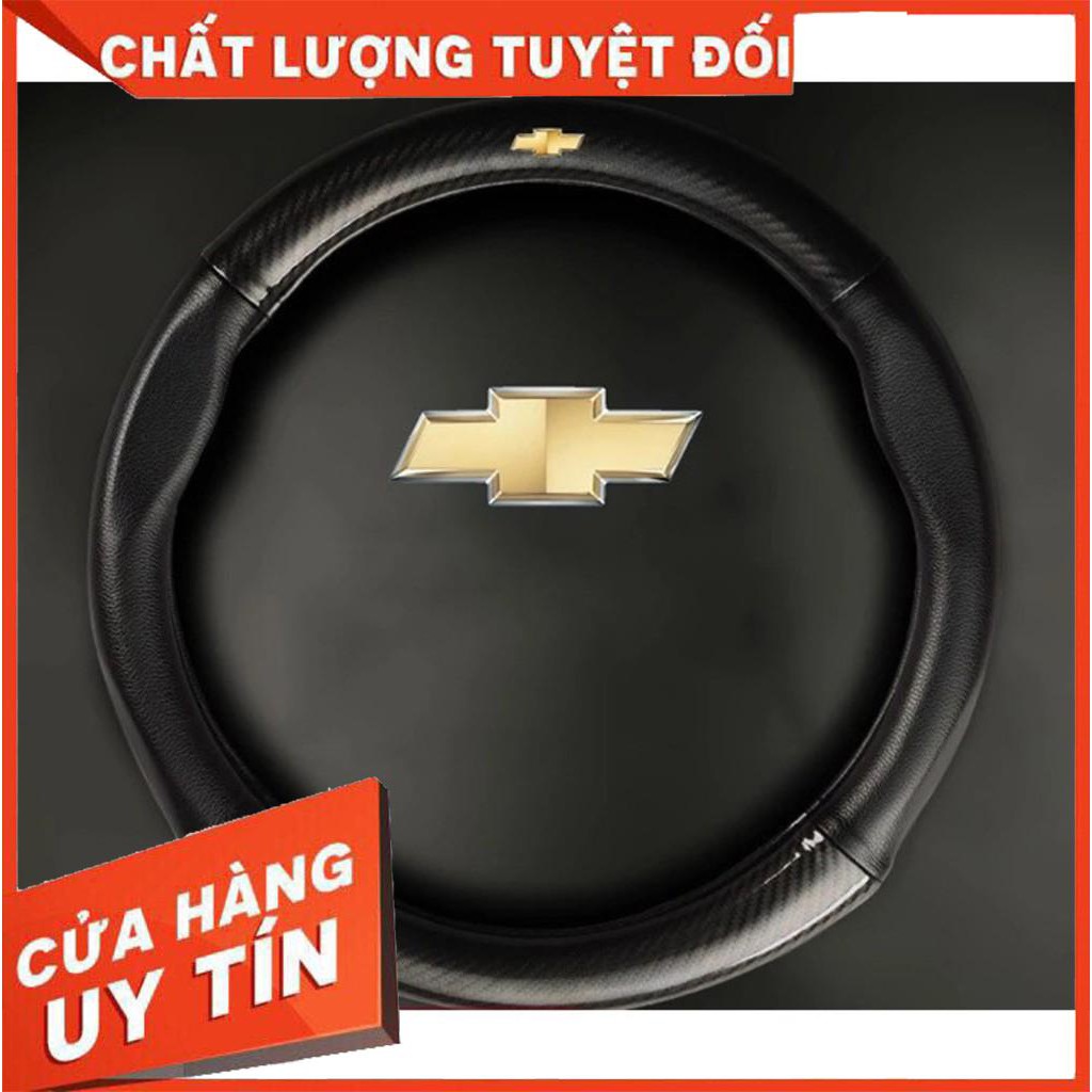 Bọc vô lăng cacbon có logo CHEVROLET cao cấp