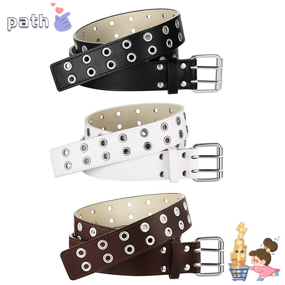 PATH Fashion Punk Waist Belt Belts For Women Adjustable Belts Goth Waistband Women Double Pin Buckle Cummerbunds Apparel Accessories Sweater Overcoat PU Leather Jeans Girdles/Multicolor