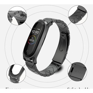(Mijobs) Dây đeo kim loại mắt V-Type mới nhất cho Mi band 5/ Dây đeo cá tính cho Miband 5/4/ 3