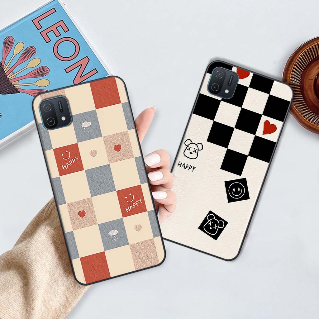 Ốp Oppo A16k caro trái tim cá tính, thời trang siêu đẹp, siêu phong cách