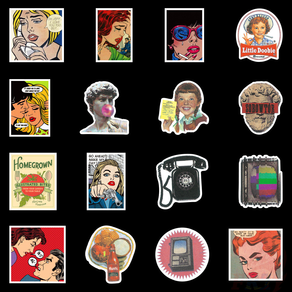 Set 100 miếng dán trang trí tạp chí thời trang chống nước retro DIY