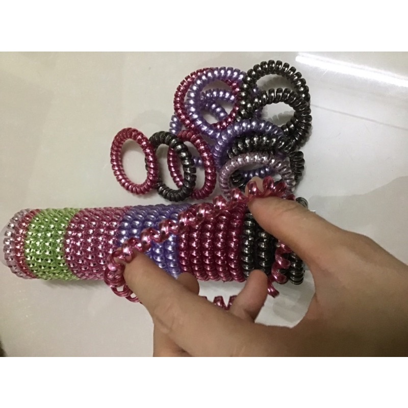 5 Dây buộc tóc lò xo - dây buộc tóc xoắn ánh nhũ loại to đủ màu