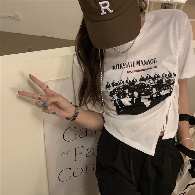 Áo thun BH ngắn tay in họa tiết thời trang mùa hè cho nữ 2021