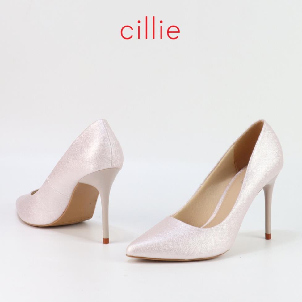 . Giày cao gót gót nhọn cao 10cm phối kim tuyến sang trọng Cillie 1233 ;'